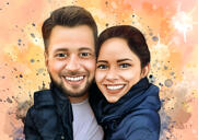 Caricature de couple avec des touches d'aquarelle