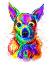 Chihuahua-waterverfportret van foto's in artistieke stijl