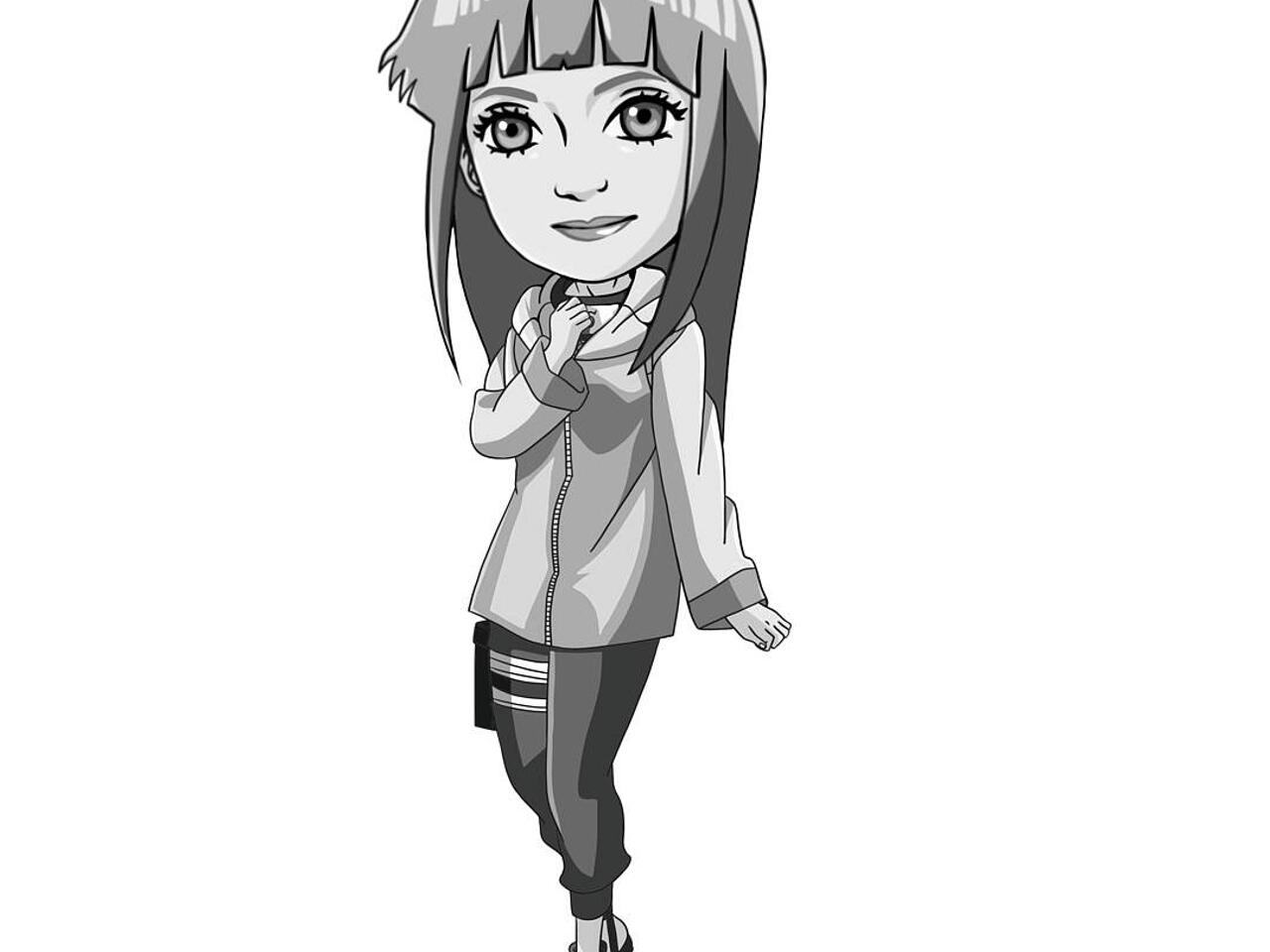 Resultado de imagem para hinata preto e branco  Anime chibi, Desenhos de  anime, Desenho de anime