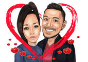 Caricatura delle coppie di giorno di biglietti di S. Valentino nel cuore