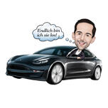 Man in Car with Speech Bubble