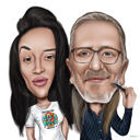 Vtipné karikatury párů ve vysoce přehnaném stylu