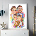 Portret de familie acuarelă din fotografii - Imprimare poster de 16"x20".