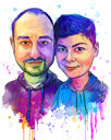 Portrait caricatural arc-en-ciel de 2 personnes