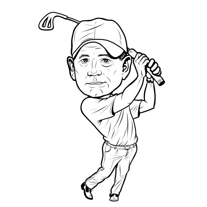 Outline Cartoon: Custom Golfer Gift