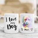 Taza de perro personalizada - Amo a mi perro con un retrato de acuarela personalizado