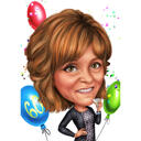 Mommy Birthday Caricature Gift in Color Style from Photo