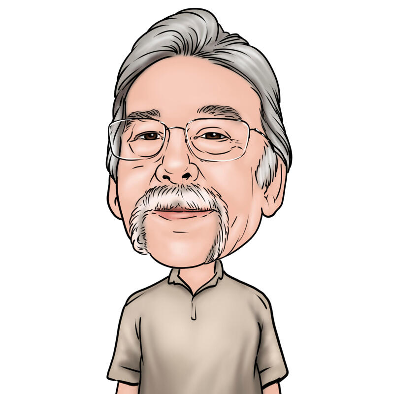 Grandfather Cartoon Drawing in Colored Style from Photo
