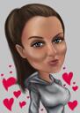 Caricature Love with Hearts Background