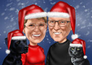 Twee personen met huisdieren in kerstmutsen