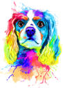 Hund ritning porträtt akvarell regnbåge stil