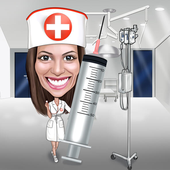 Sjuksköterska karikatyr