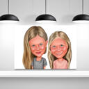 Zwei Personen Cartoon-Porträt von Fotos im Farbstil auf Leinwand