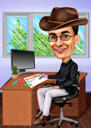 Карикатура на заказ по фотографиям: Человек с ноутбуком