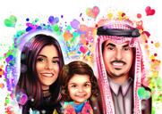 هدية عيد الأم بالألوان المائية - كاريكاتير عائلي