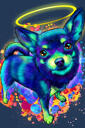 Celotělový vzpomínkový portrét psa z fotografií ve stylu duhového akvarelu