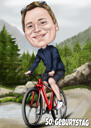 Bicyclist Cartoon in Mountains