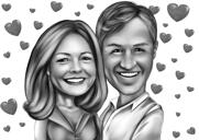 Hug Cartoon Drawing in Black and White Style from Photos