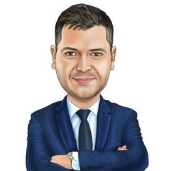 Digital Portrait Caricature with Crossed Arms