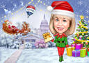 Corporate+Staff+Caricature+in+Santa+Sleigh+for+Christmas+Gift