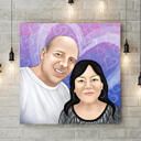 Caricature de couple dans un style coloré imprimé sur toile