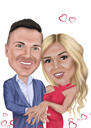 Caricatura di fidanzamento di coppia testa e spalle con sfondo personalizzato