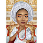 Queen Cartoon Portrait with Custom Background in Color Style from Photos