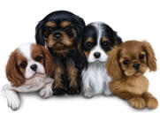 Caricatura di un gruppo di animali domestici dalle foto