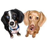 Couple of Dachshund Dogs Cartoon