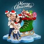 Funny Christmas Family Caricature Card