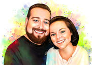 Romantic Watercolor Couple Caricature