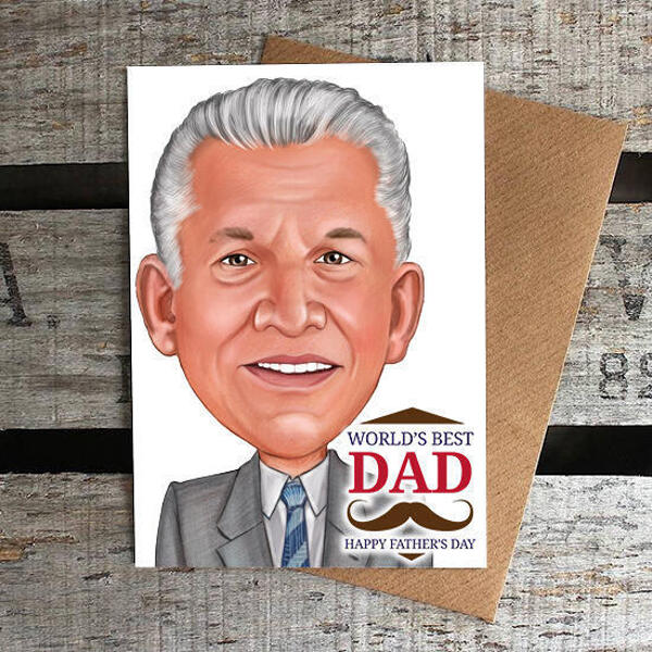 Best Dad Caricature in Color Style Personalized Father's Day Poster Gift