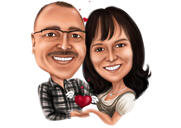 Caricatura delle coppie di giorno di biglietti di S. Valentino nel cuore