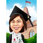 Female Graduate Caricature with Background