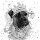 Watercolor Grayscale Dog Portrait for Pet Lover Gift