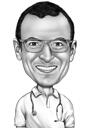 Caricature d'infirmière en noir et blanc