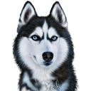 Portrait de dessin animé husky