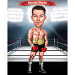Full Body Sport-karikatuur met Battle Arena-achtergrond in kleurstijl