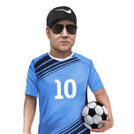 Dibujo de retrato sosteniendo una pelota de fútbol