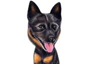 Kopf und Schultern Deutscher Schäferhund Cartoon Zeichnung vom Foto im Farbstil