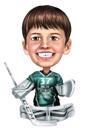 Hockey Cartoon Portrait on White Background