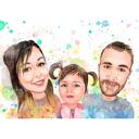 Rodiče s dětským portrétem v akvarelovém pastelovém stylu z fotografií
