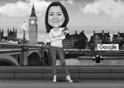 Femme à Londres, caricature