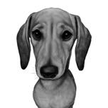 Retrato de dibujos animados de perro salchicha