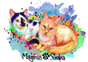 Pilna ķermeņa spilgti varavīksnes kaķu karikatūras portrets no fotoattēliem