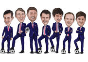 Caricatura de padrinos de boda con esmoquin