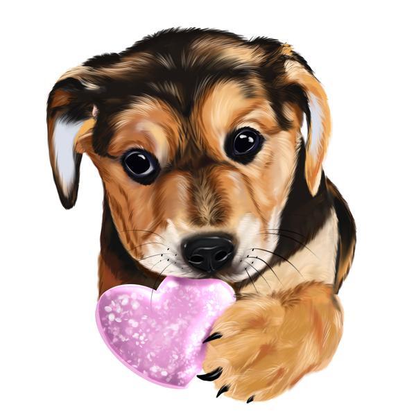 Cartone animato cane: disegno di amore del cucciolo
