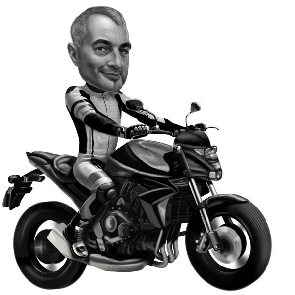 Caricatură de motocicletă în stil alb-negru