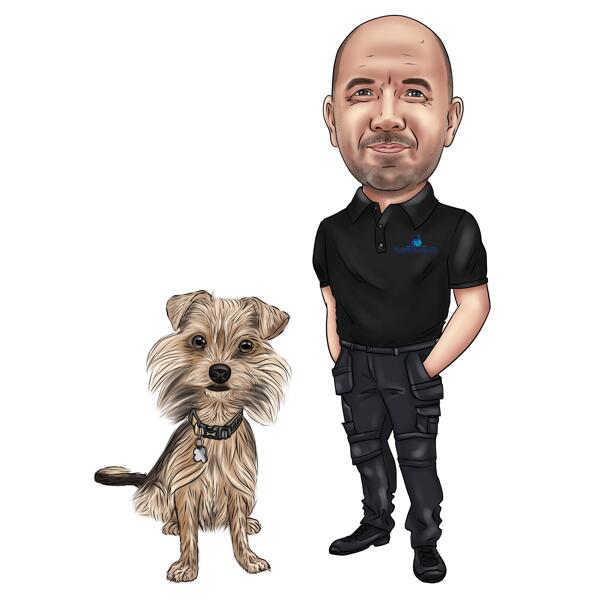 Papà di cane e caricatura del cane da una foto