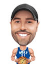 Kid Caricature Holding Basketball Ball